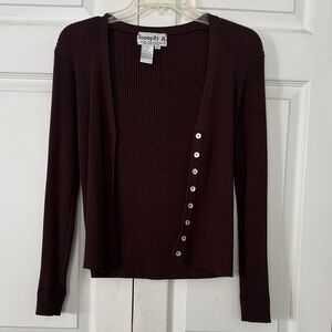 Joseph A Women's Brown Ribbed Cardigan XS